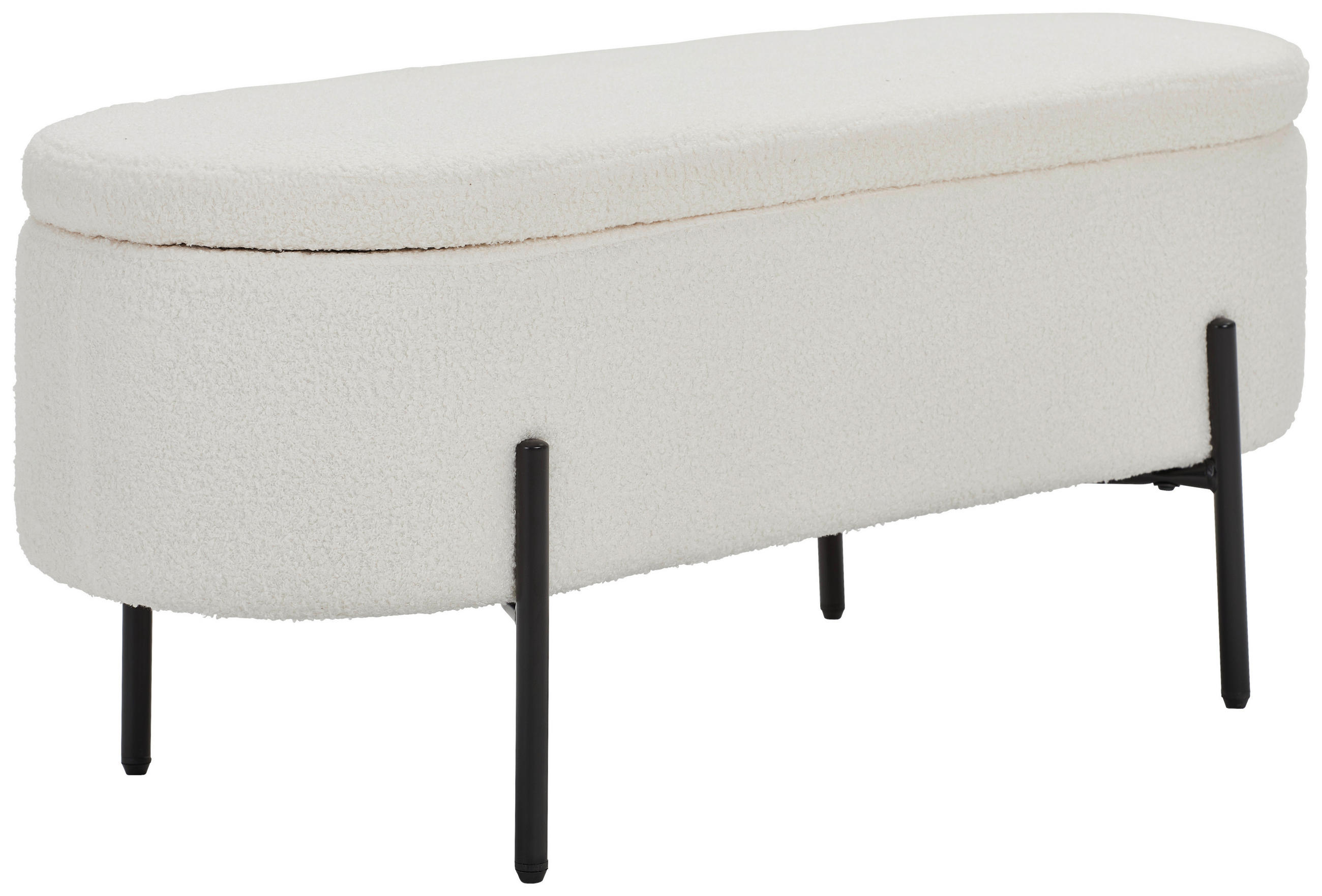 TRUHENBANK 95/43/36 cm Teddystoff Schwarz, Weiß  - Schwarz/Weiß, MODERN, Textil/Metall (95/43/36cm) - Novel