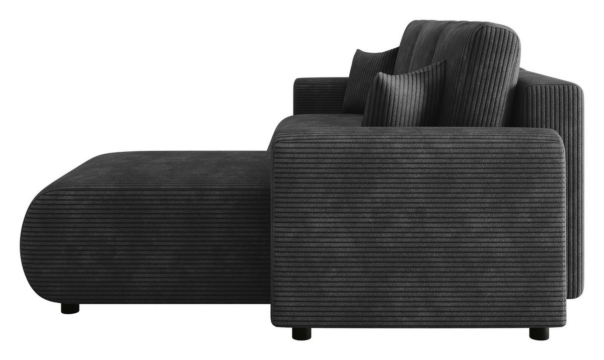 ECKSOFA  in Cord Anthrazit  - Anthrazit/Schwarz, KONVENTIONELL, Kunststoff/Textil (246/152cm) - Xora