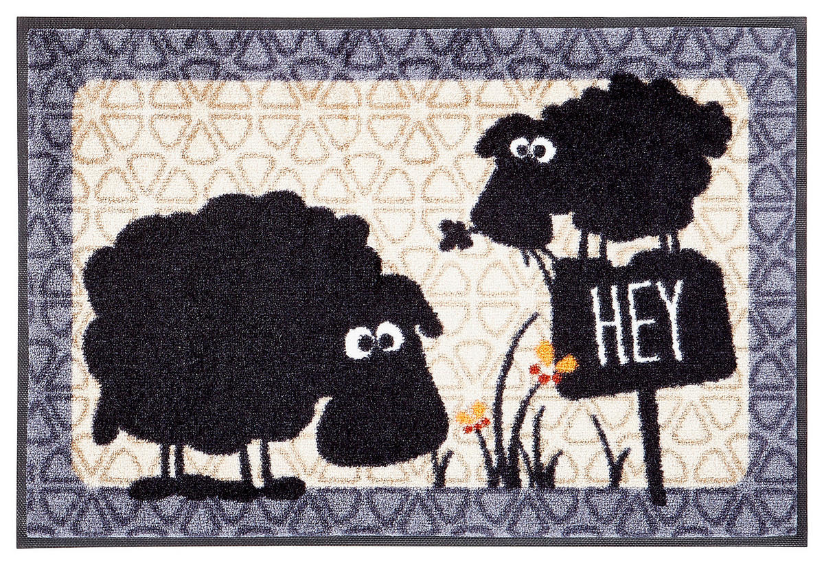 FUßMATTE 50/75 cm  - Beige/Schwarz, Basics, Kunststoff/Textil (50/75cm) - wash+dry