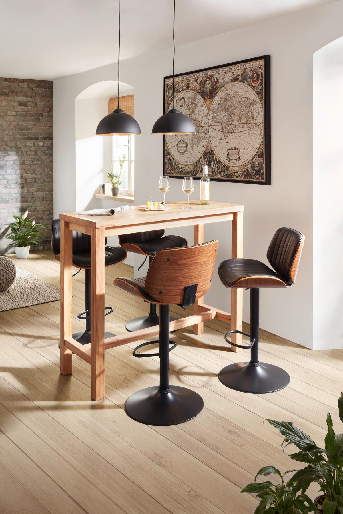 BARPALL i svart, valnötsfärgad  - valnötsfärgad/svart, Lifestyle, metall/trä (47/87-108/50cm) - Premium Living