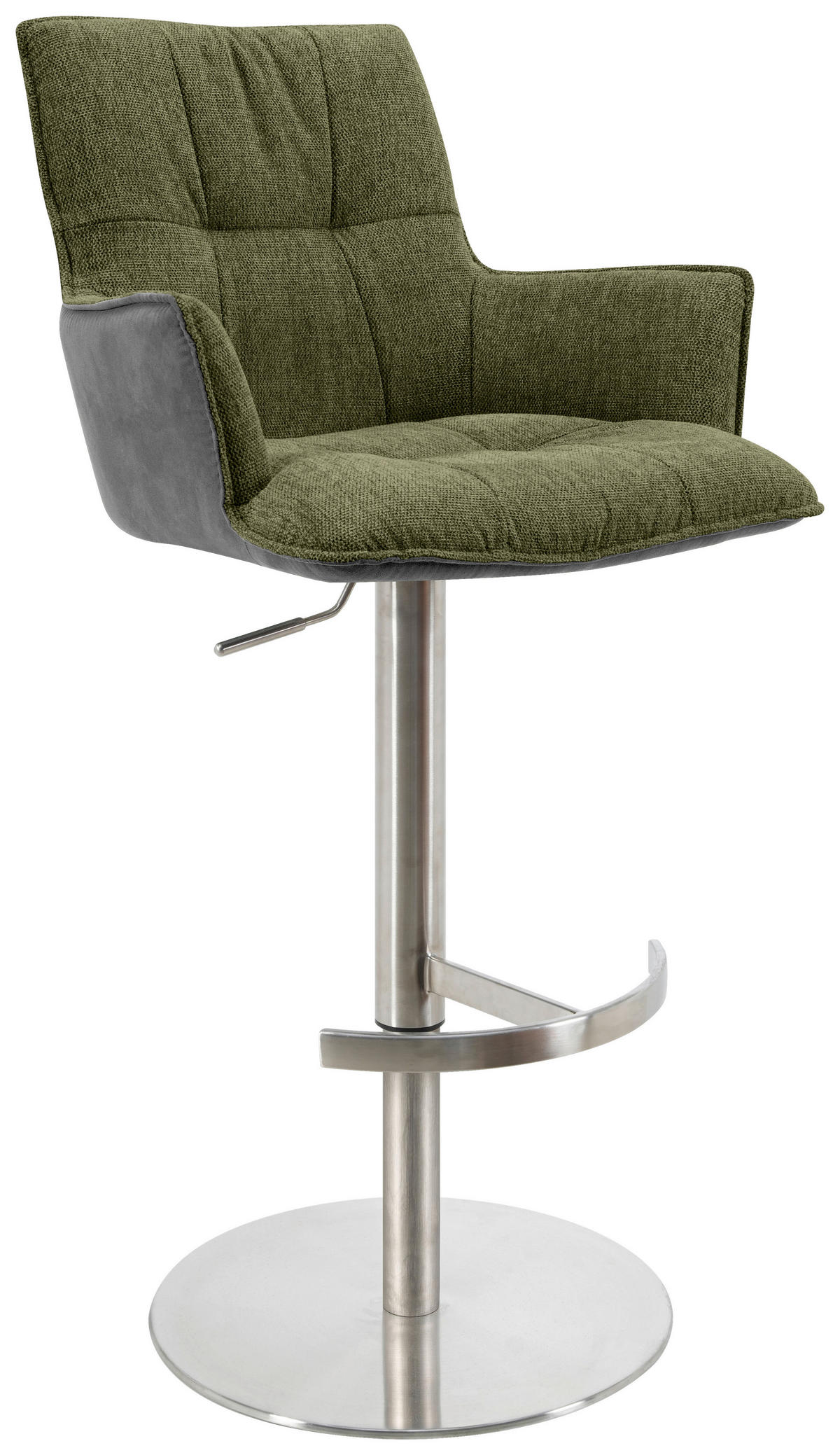 BARHOCKER in Grün, Schwarz, Edelstahlfarben  - Edelstahlfarben/Schwarz, Design, Holz/Textil (56/100/56cm) - Novel