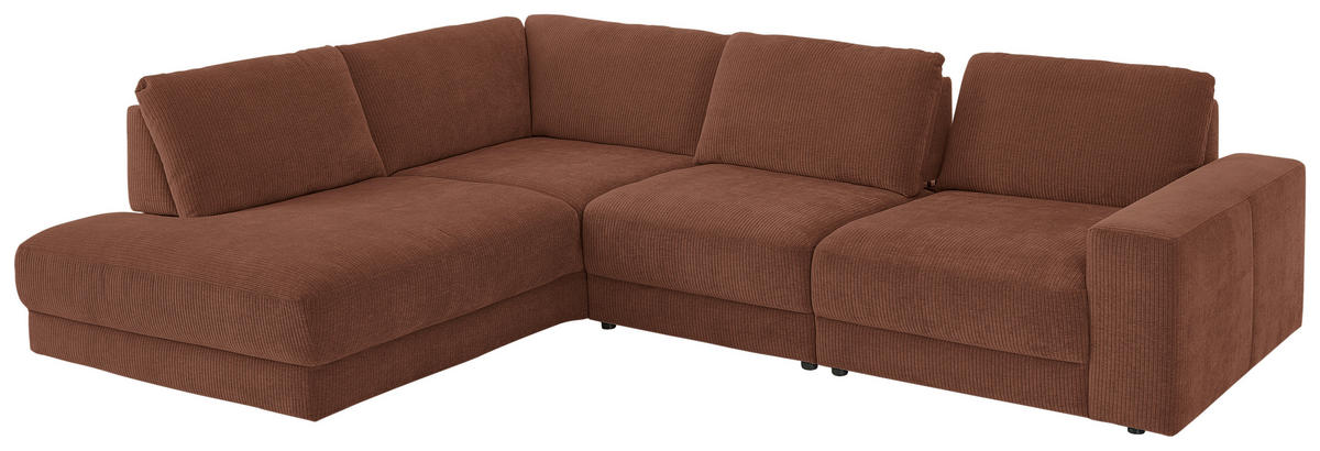 ECKSOFA in Chenille, Jacquard Rostfarben  - Rostfarben/Schwarz, Design, Kunststoff/Textil (242/316cm) - Niels Andersson
