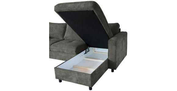 ECKSOFA in Flachgewebe Grau  - Schwarz/Grau, KONVENTIONELL, Textil/Metall (252/162cm) - Carryhome