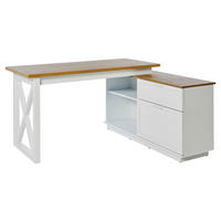 ECKSCHREIBTISCH 150/119/75 cm  in Weiß, Eichefarben  - Eichefarben/Weiß, KONVENTIONELL, Holzwerkstoff/Metall (150/119/75cm) - Livetastic