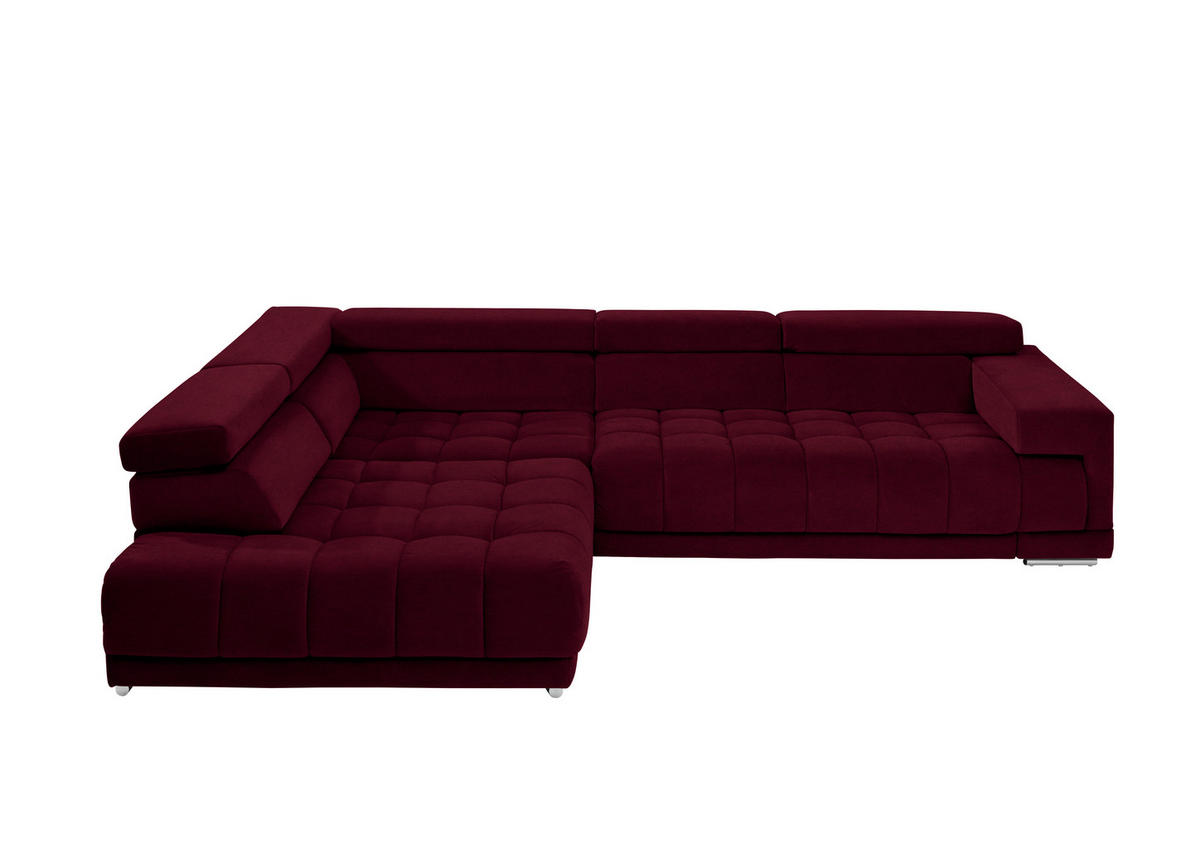 ECKSOFA in Mikrofaser Beere  222/326 cm  - Chromfarben/Beere, Design, Textil/Metall (222/326cm) - Beldomo Speed