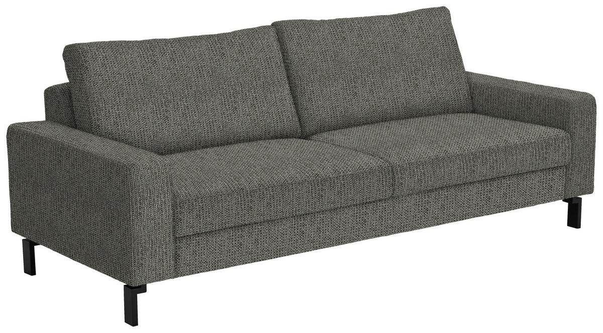 3-SITZER-SOFA in Flachgewebe Graubraun  - Graubraun/Schwarz, Design, Textil/Metall (218/86/97cm) - Hom`in