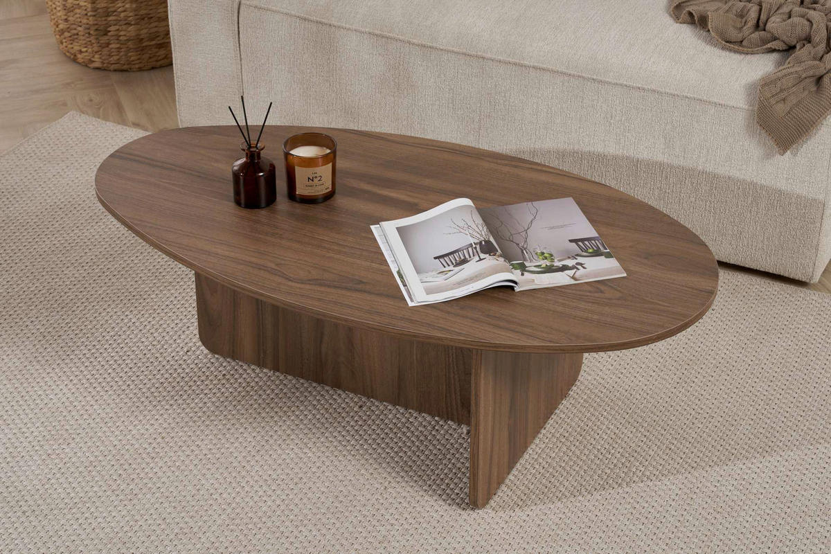 COUCHTISCH 120/40/65 cm Freiform Walnussfarben  - Walnussfarben, Design, Holzwerkstoff (120/40/65cm) - MID.YOU
