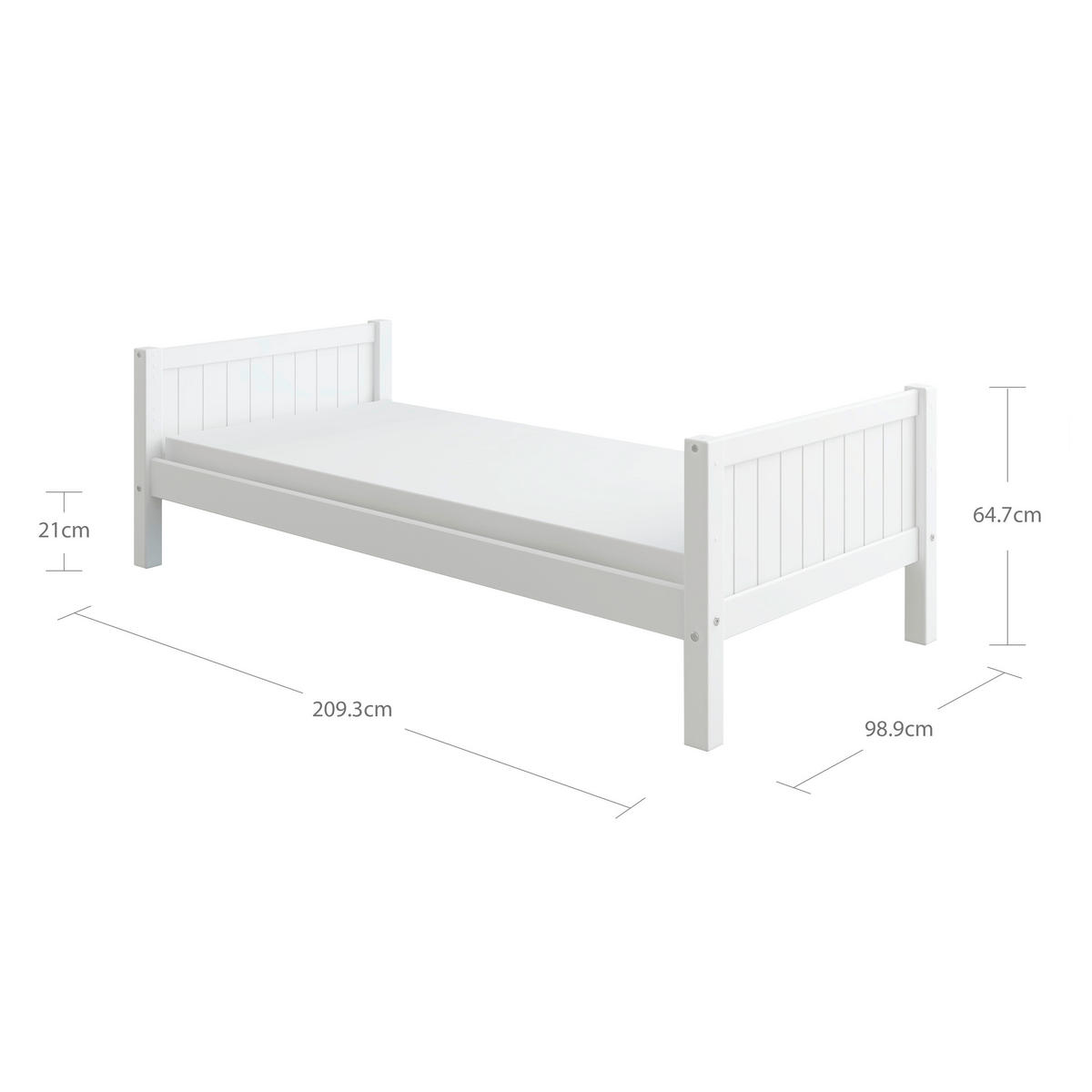 BETT 90/200 cm,  in Weiß, Rollrost  - Weiß, MODERN, Holz (90/200cm) - Chameo