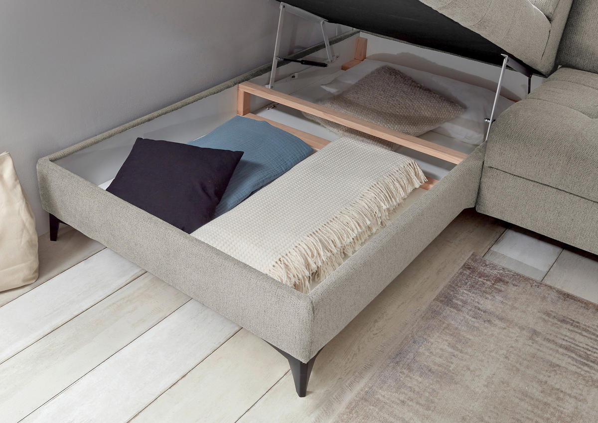 ECKSOFA in Webstoff Grau  - Schwarz/Grau, Konventionell, Kunststoff/Textil (200/282cm) - MID.YOU