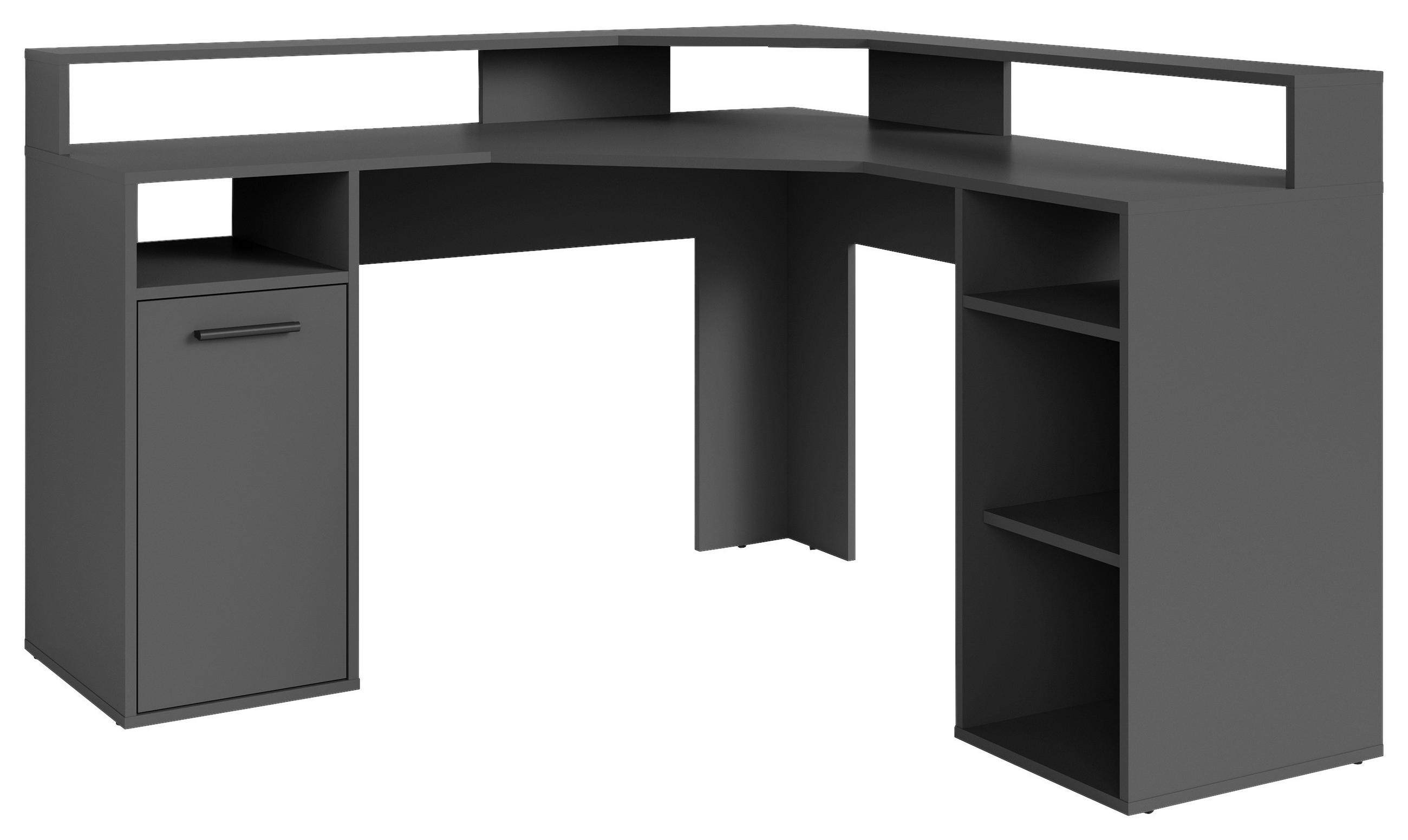 Eckschreibtisch mit Stauraum B 139 H 90,8 cm Fox, Anthrazit