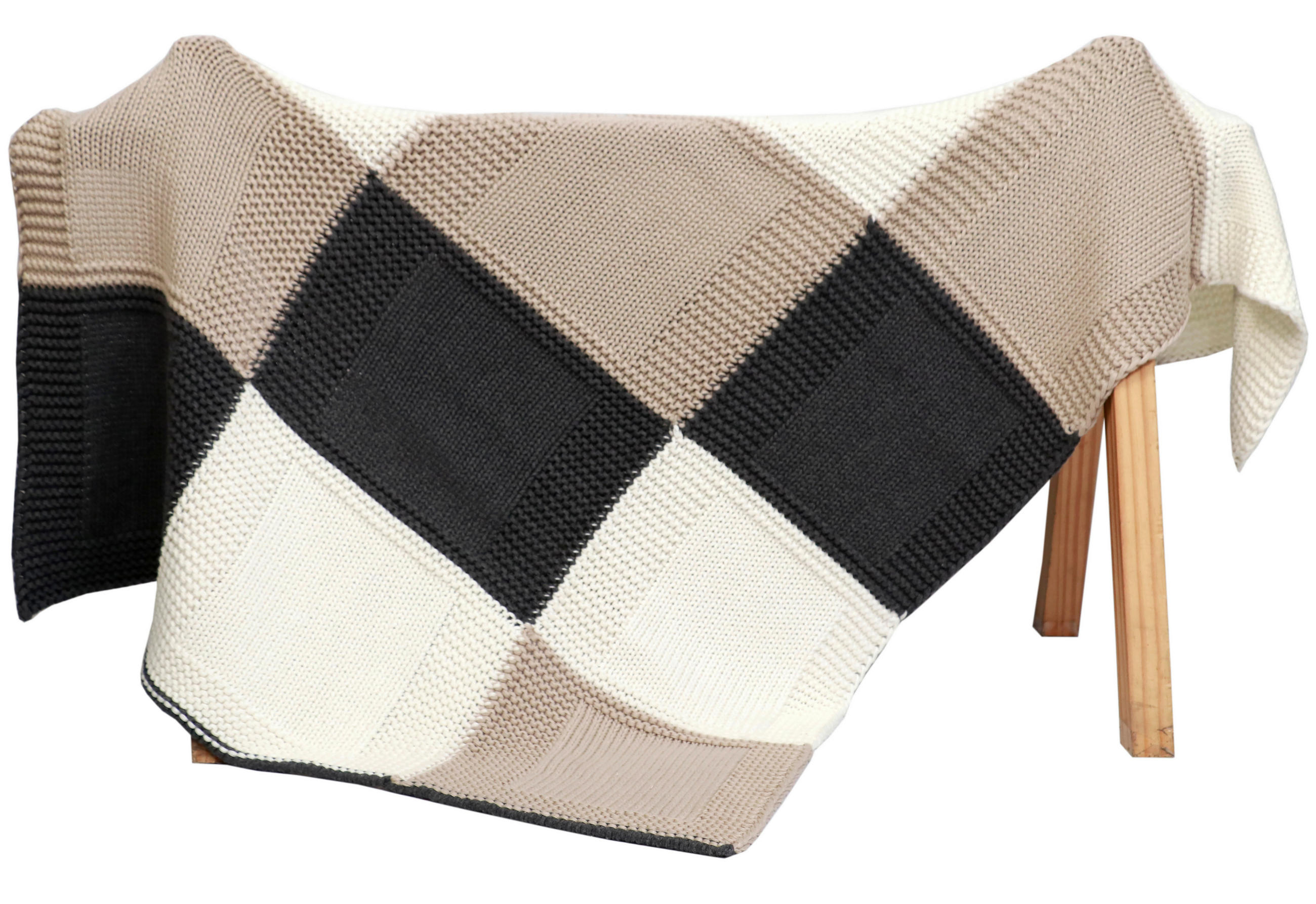 Thumbnail - Jimmylee Schmusedecke, Braun, Dunkelgrau, Beige, Textil, Graphik, 80x100 cm, Gots, Oeko-Tex® Made IN Green, pflegeleicht...