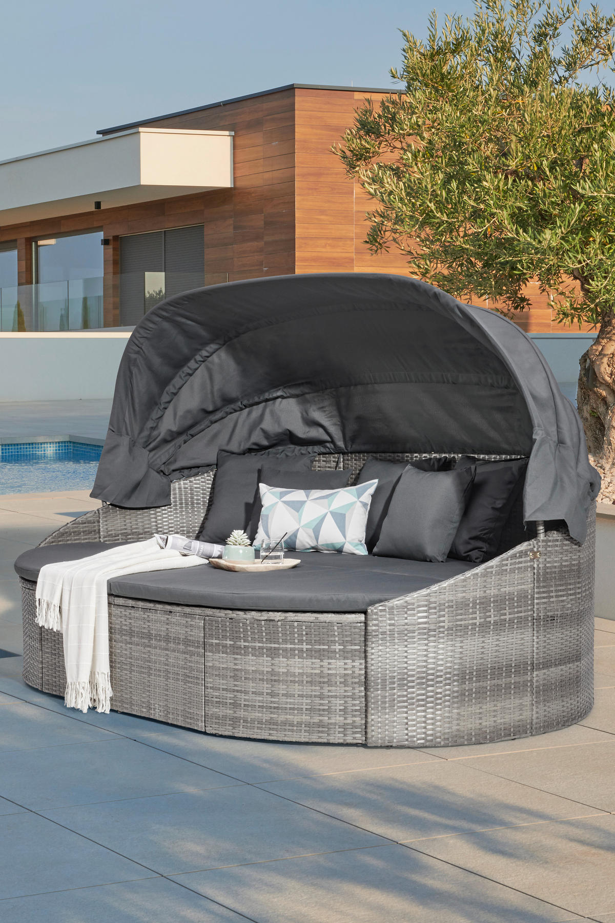 SONNENINSEL 230/145/140 cm  - Grau, MODERN, Kunststoff/Textil (230/145/140cm) - Ambia Garden