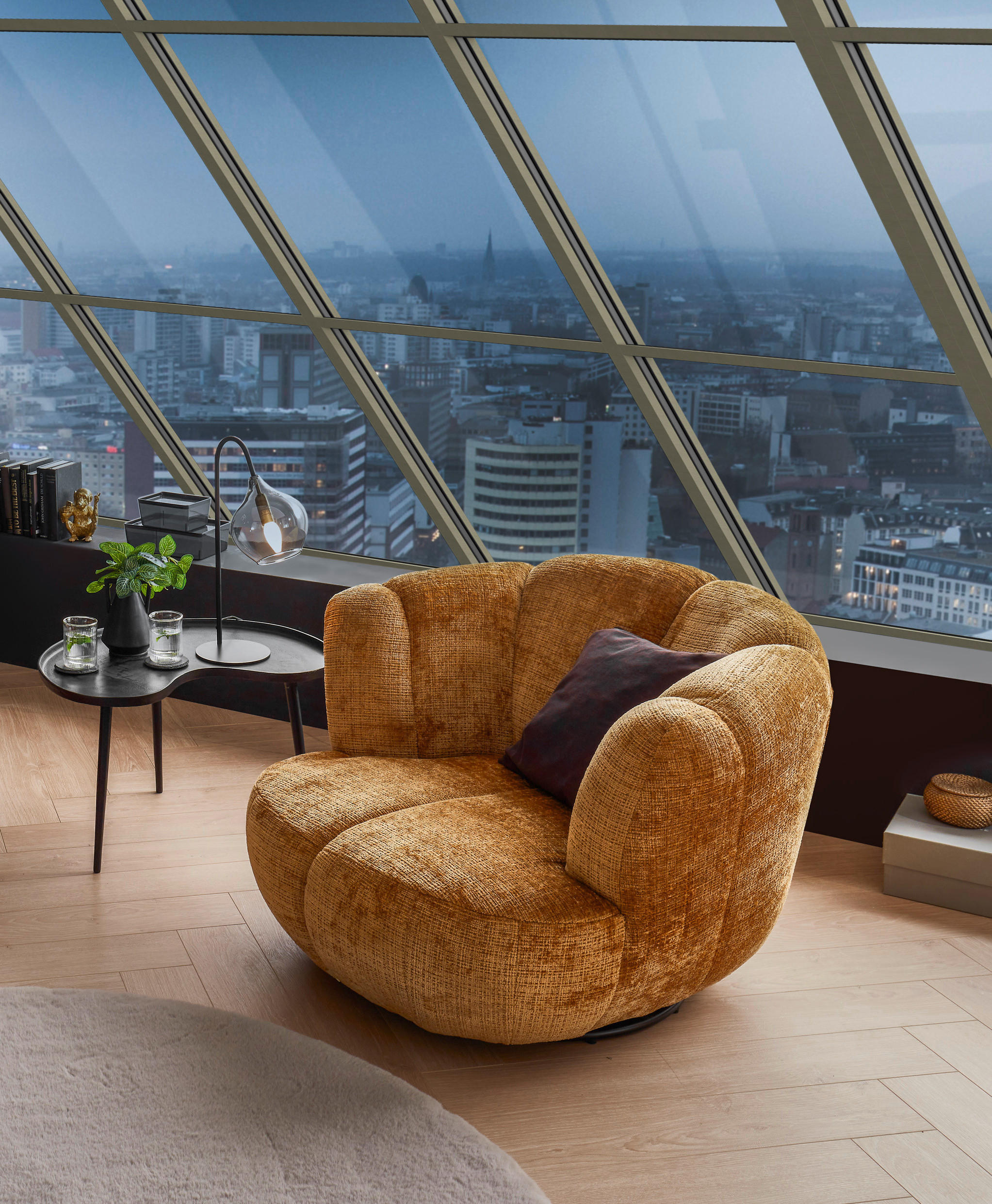 SESSEL in Chenille Goldfarben  - Goldfarben/Schwarz, MODERN, Textil/Metall (101/69/107cm) - Livetastic