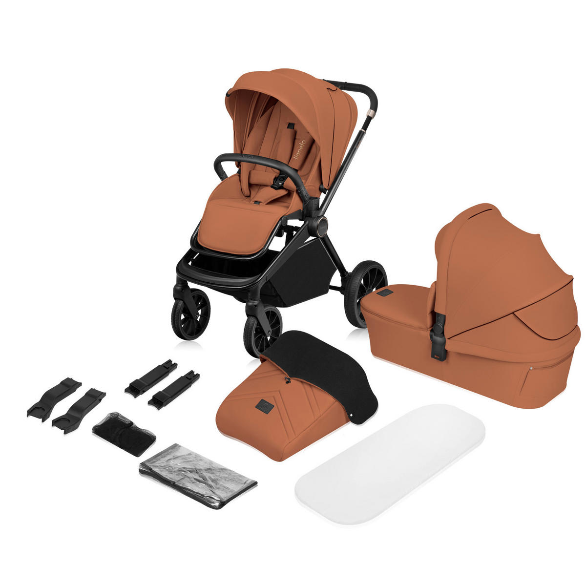KINDERWAGENSET  Mika Plus 2in1  Brown Rust  - Cognac, Basics (62/62/40cm) - Lionelo