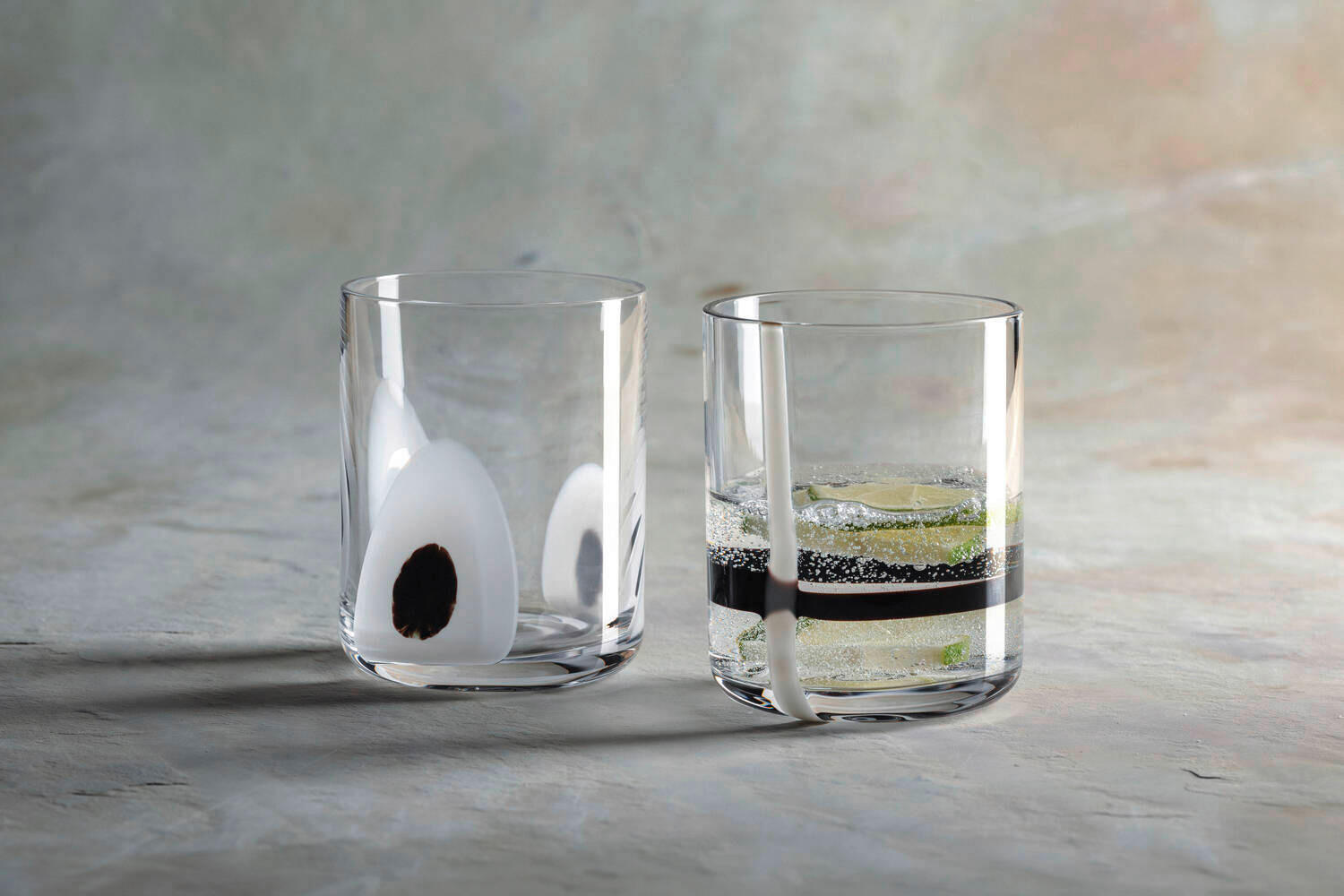 SET KOZARCEV ZA VISKI  BANDA NERA  - črna/bela, Basics, steklo (8/9/8cm) - Leonardo