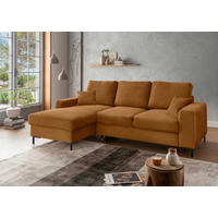 ECKSCHLAFSOFA in Cord Goldfarben  - Goldfarben/Schwarz, KONVENTIONELL, Textil/Metall (143/237cm) - Livetastic