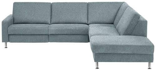 ECKSOFA in Mikrofaser Blau  - Blau/Alufarben, Design, Textil/Metall (275/242cm) - Dieter Knoll