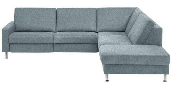 ECKSOFA in Mikrofaser Blau 275/242 cm - Blau/Alufarben, Design, Textil/Metall (275/242cm) - Dieter Knoll