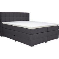 BOXSPRINGBETT 180/200 cm  in Dunkelgrau  - Dunkelgrau/Alufarben, KONVENTIONELL, Kunststoff/Textil (180/200cm) - Carryhome