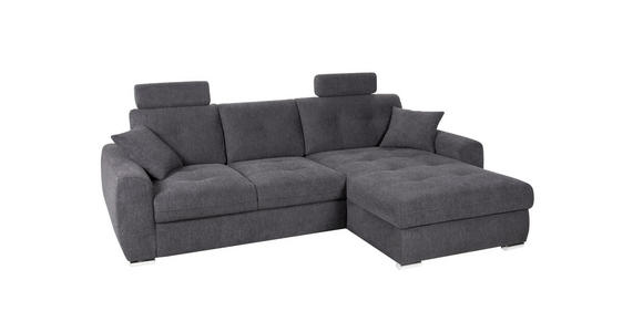 ECKSOFA in Mikrofaser Anthrazit  - Chromfarben/Anthrazit, Design, Kunststoff/Textil (278/193cm) - Hom`in