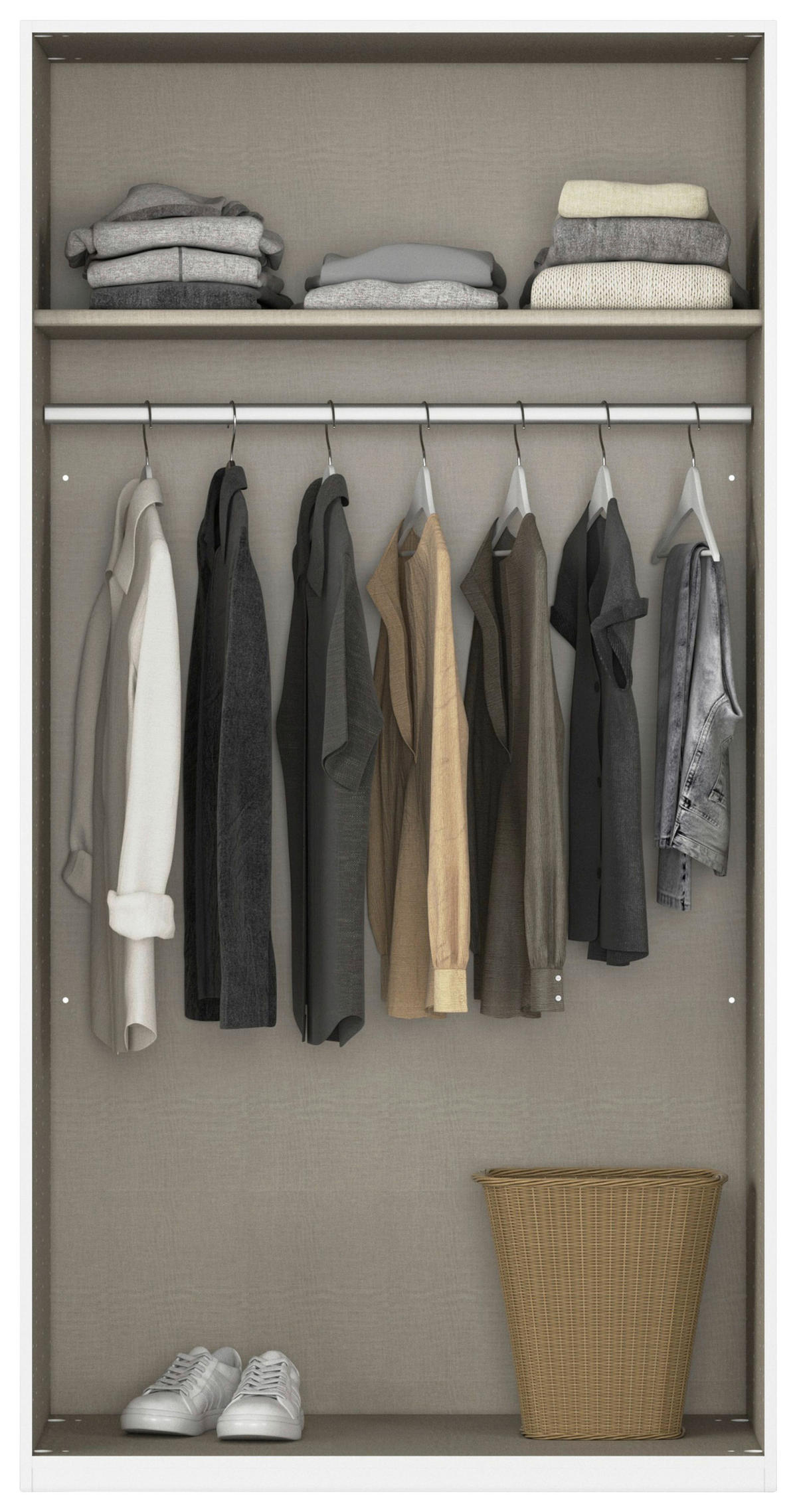 DREHTÜRENSCHRANK 91/210/54 cm,  in Weiß, 2-türig  - Alufarben/Weiß, KONVENTIONELL, Holzwerkstoff/Kunststoff (91/210/54cm) - home24