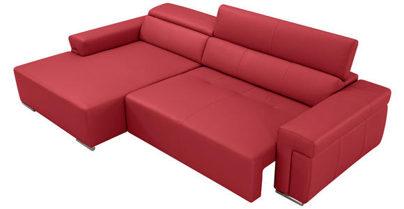 ECKSOFA DUA in Echtleder Rot  170/293 cm  - Chromfarben/Rot, Design, Leder/Metall (170/293cm) - Novel