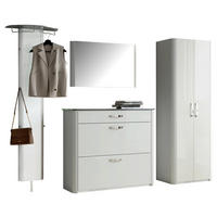 GARDEROBE 4-teilig 270/192/34 cm  - Weiss/Alufarben, Design, Glas/Holzwerkstoff (270/192/34cm) - Moderano