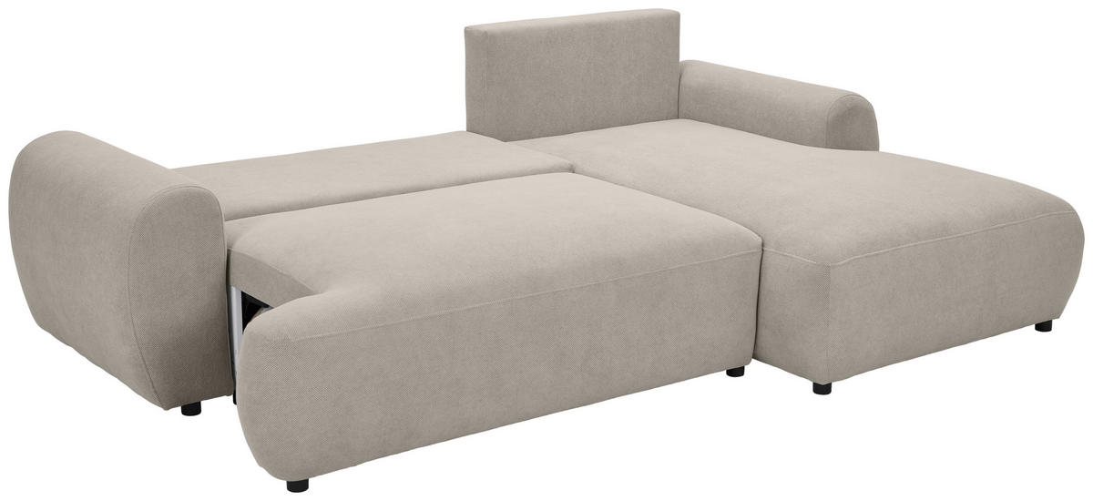 ECKSOFA in Webstoff Beige  - Beige/Schwarz, Modern, Kunststoff/Textil (265/175cm) - MID.YOU