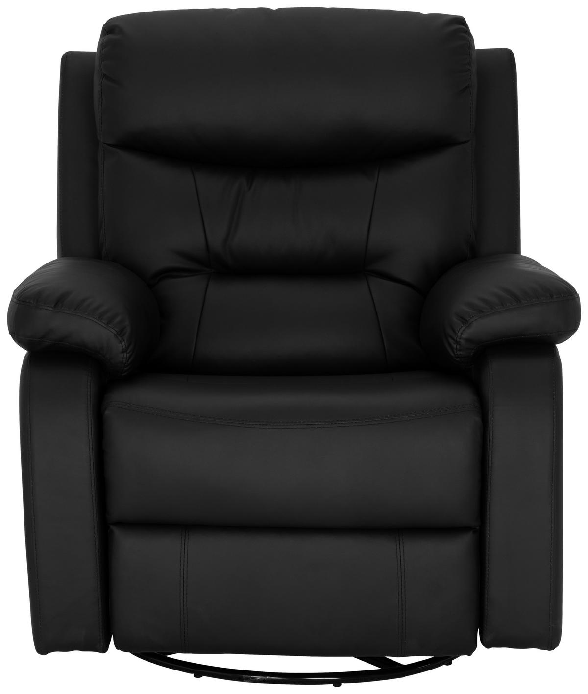 RELAXSESSEL Lederlook    - Schwarz, KONVENTIONELL, Textil/Metall (90/102/76/101/163cm) - Livetastic