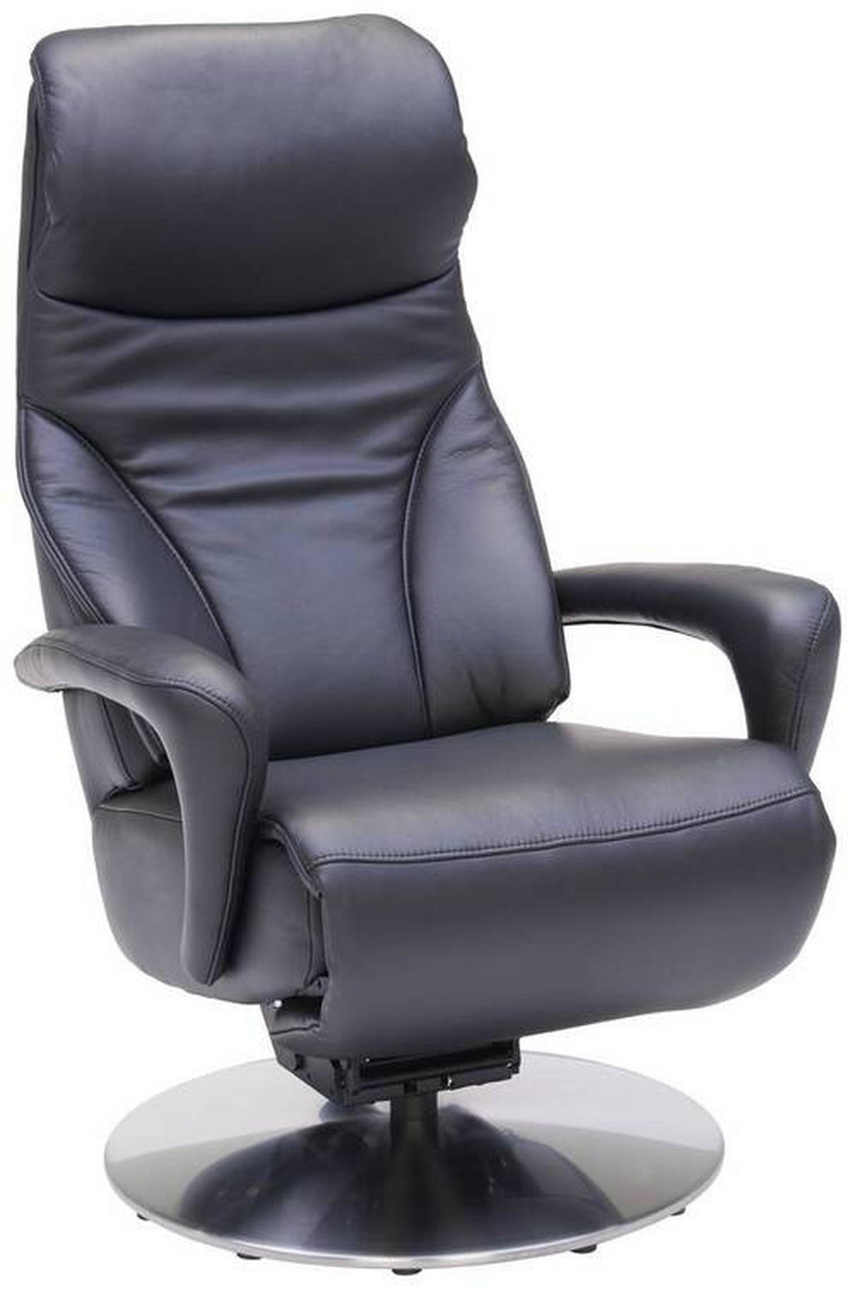 RELAXSESSEL in Leder Schwarz  - Edelstahlfarben/Schwarz, Design, Leder/Metall (75/117/88cm) - Dieter Knoll
