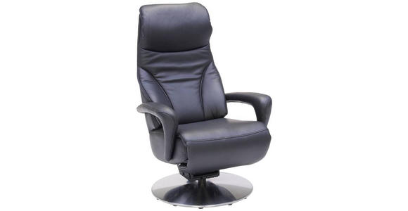 RELAXSESSEL in Leder Schwarz  - Edelstahlfarben/Schwarz, Design, Leder/Metall (75/117/88cm) - Dieter Knoll