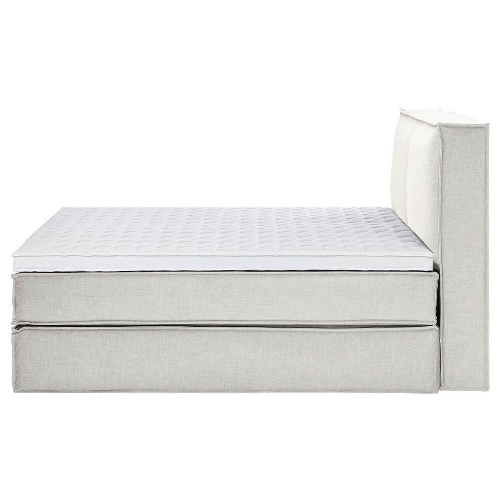 Thumbnail - home24 Boxspringbett Kinx, Creme, Textil, H3, 7-Zonen, Höhe ca. 24 cm, 200x220 cm, gepolstertes Kopfteil, Topper durchge...