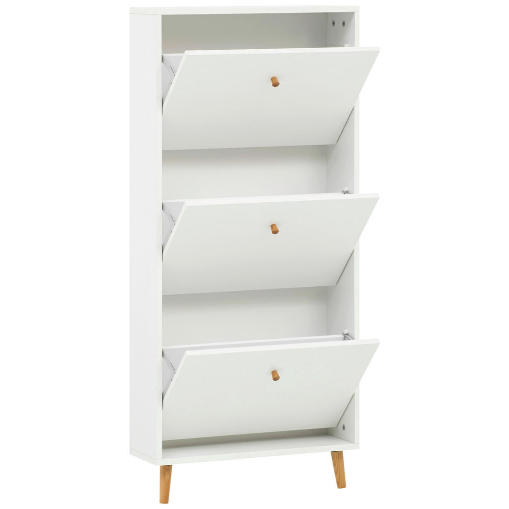 Thumbnail - Mid.you Schuhkipper, Weiß, Holz, Eiche,Esche, massiv, 59.8x131x19.55 cm, Beimöbel erhältlich, stehend, Garderobe, Schuha...