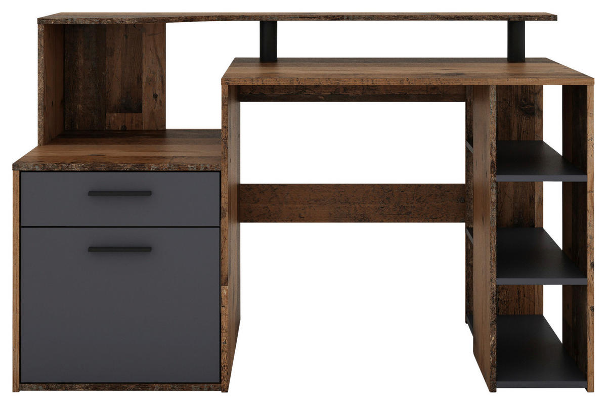 SCHREIBTISCH 140/55/89 cm  in Anthrazit, Alteiche  - Alteiche/Anthrazit, MODERN, Holzwerkstoff/Kunststoff (140/55/89cm) - MID.YOU
