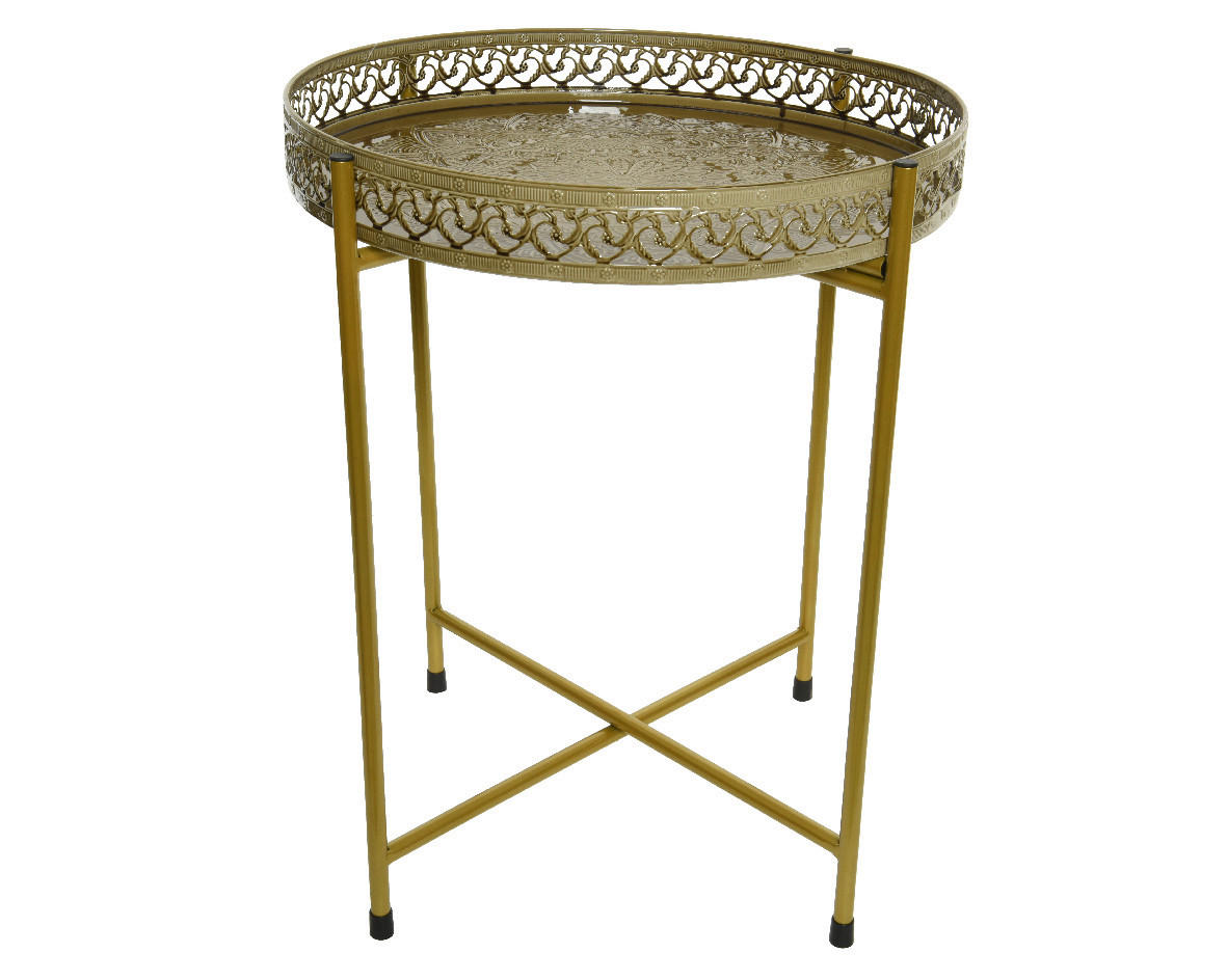 PRÍRUČNÝ STOLÍK, zelená - zlatá/zelená, Trend, kov (43/43/50cm) - Ambia Home