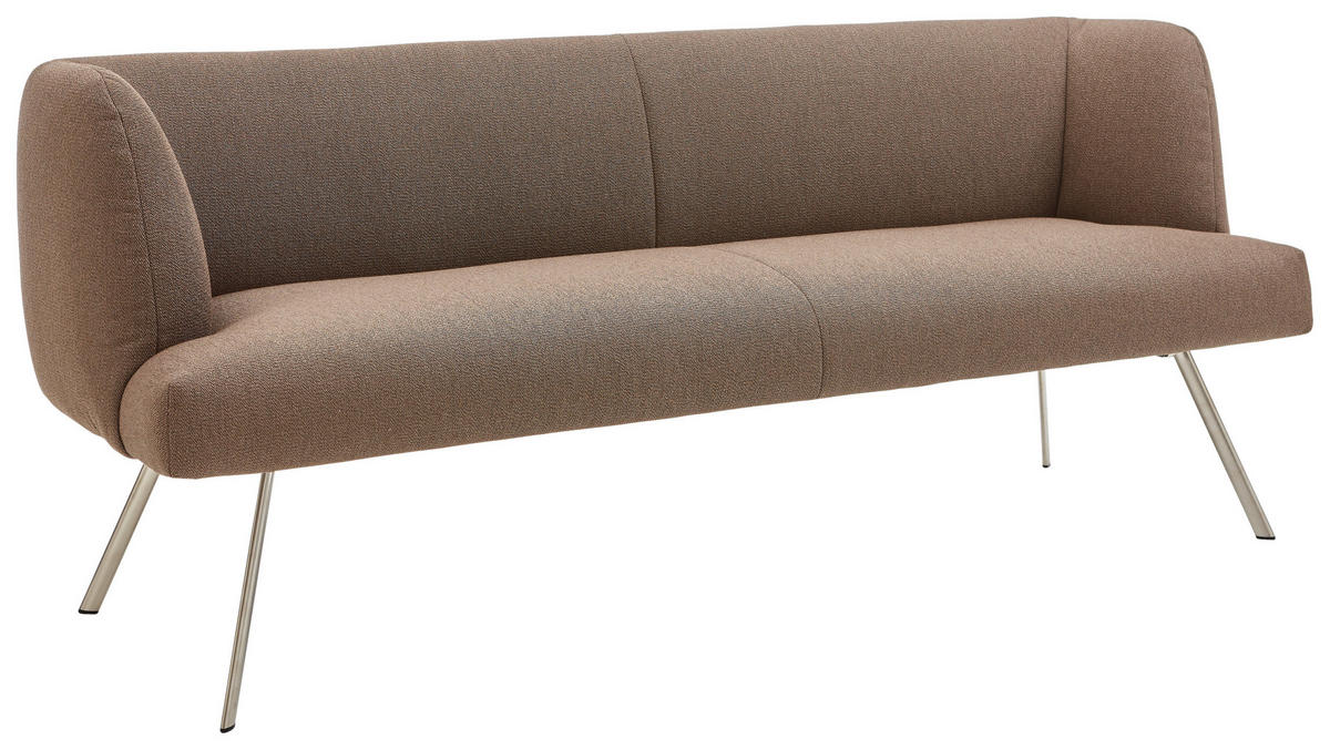 SITZBANK in Metall, Textil Braun, Edelstahlfarben  - Edelstahlfarben/Braun, Design, Textil/Metall (200/87/64cm) - Venjakob