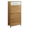 SCHUHSCHRANK Eiche, Balkeneiche furniert, teilmassiv Weiß, Eichefarben  - Edelstahlfarben/Eichefarben, Natur, Glas/Holz (44/105/37cm)