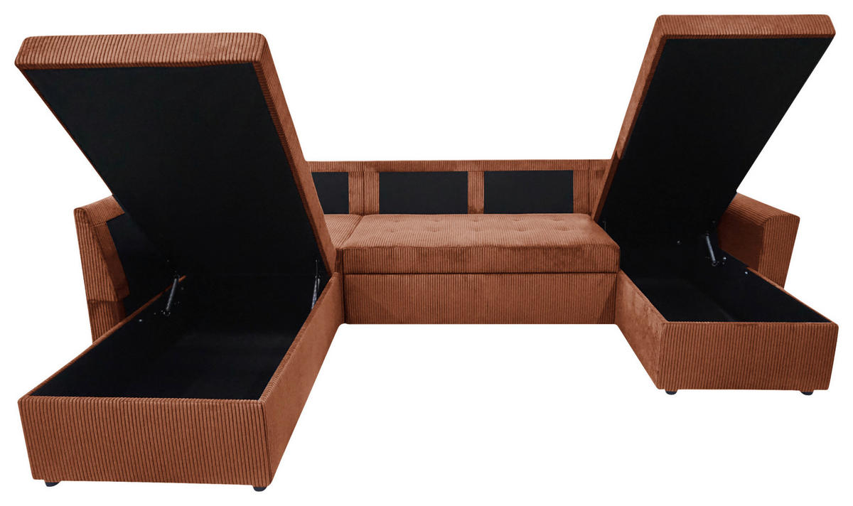 WOHNLANDSCHAFT TERMOLI Rostfarben Cord  - Rostfarben/Schwarz, Design, Kunststoff/Textil (212/297/155cm) - MID.YOU