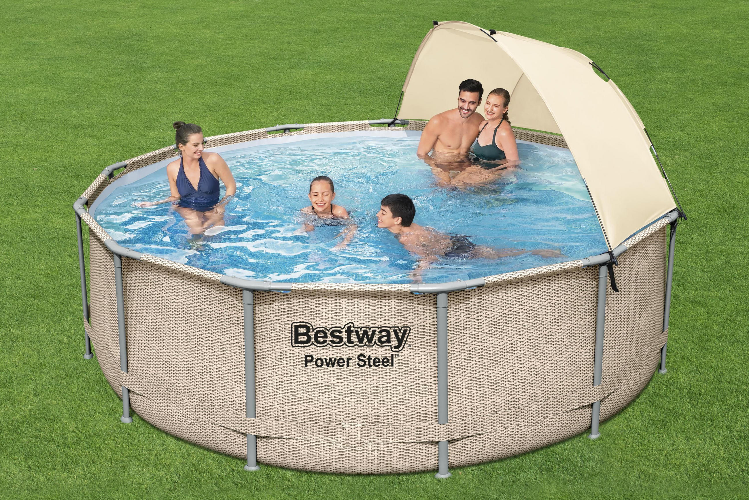 BAZÉN 396/107 cm - bílá/béžová, Basics, kov/plast (396/107cm) - Bestway