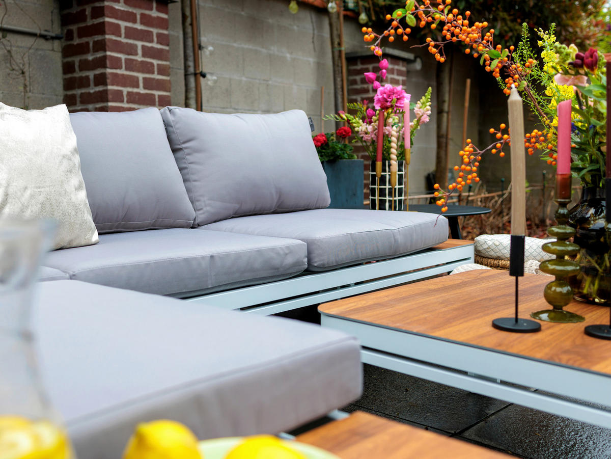 JEDÁLENSKÁ TERASOVÁ SÚPRAVA 3-dielne, kov - hnedá/biela, Basics, kov (226/157/65cm) - Ambia Garden