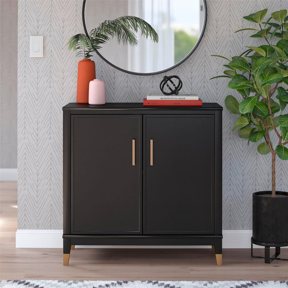 KOMMODE Westerleigh  in 84/84/40 cm  - Schwarz/Bronzefarben, Design, Holzwerkstoff/Metall (84/84/40cm) - MID.YOU