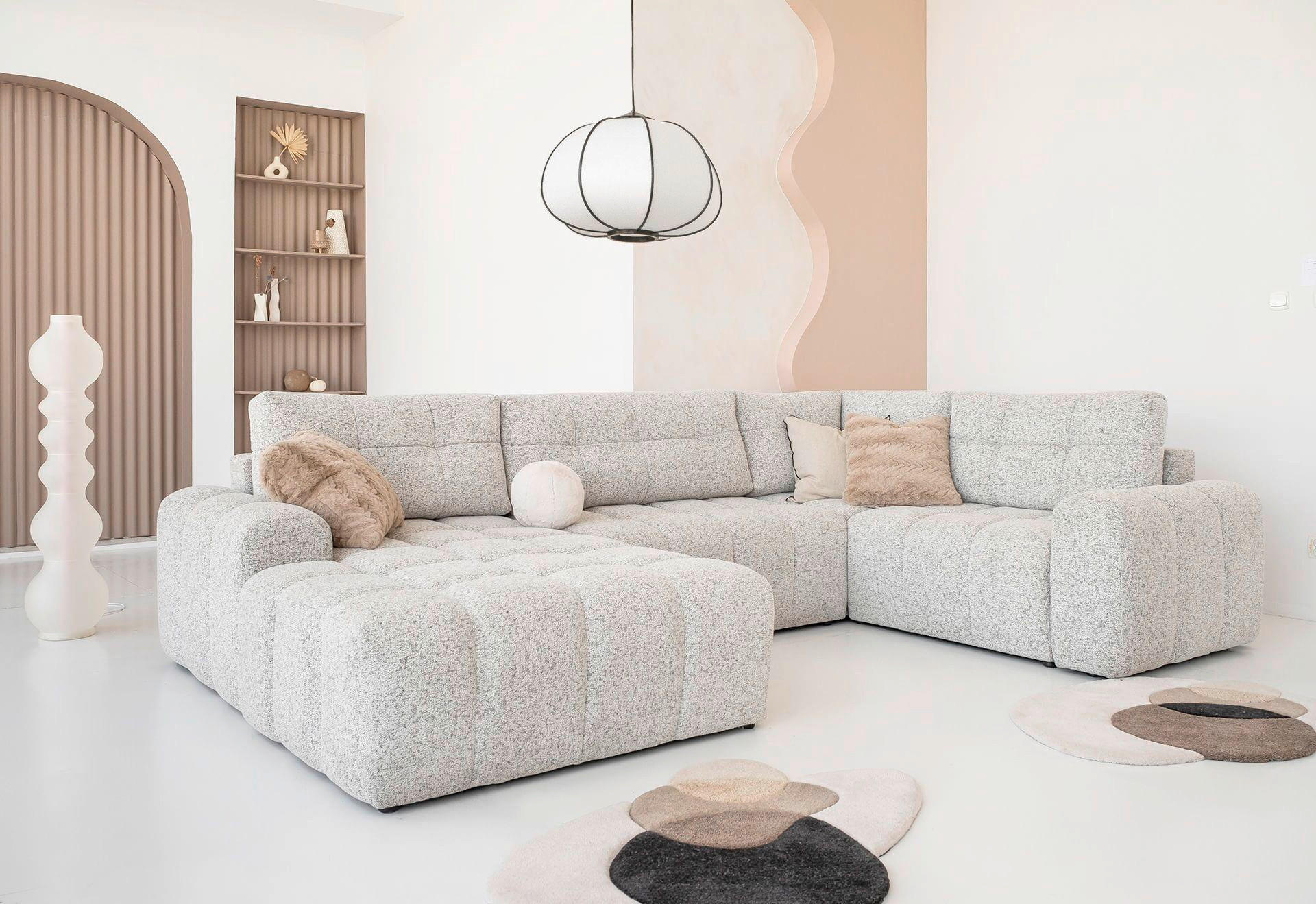 WOHNLANDSCHAFT in Taupe  - Taupe/Schwarz, Design, Kunststoff/Textil (184/333/213cm) - MID.YOU