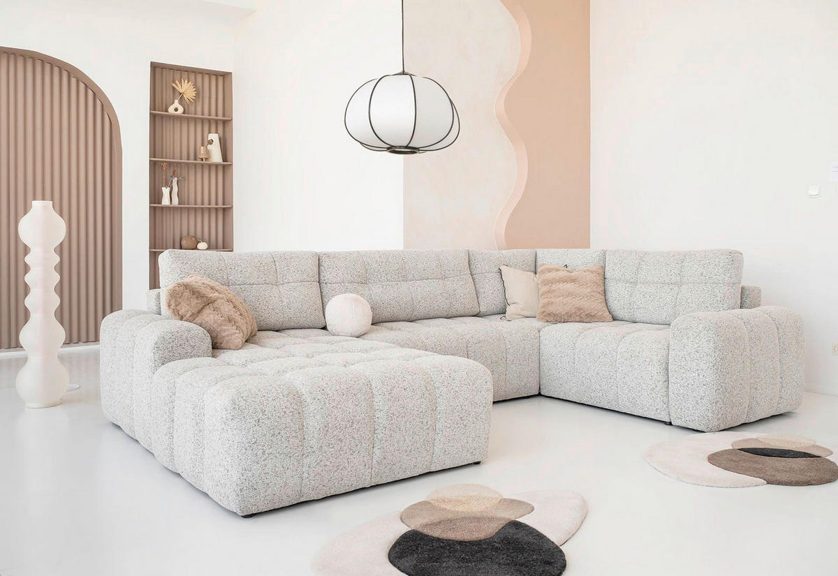 WOHNLANDSCHAFT in Taupe  - Taupe/Schwarz, Design, Kunststoff/Textil (184/333/213cm) - MID.YOU