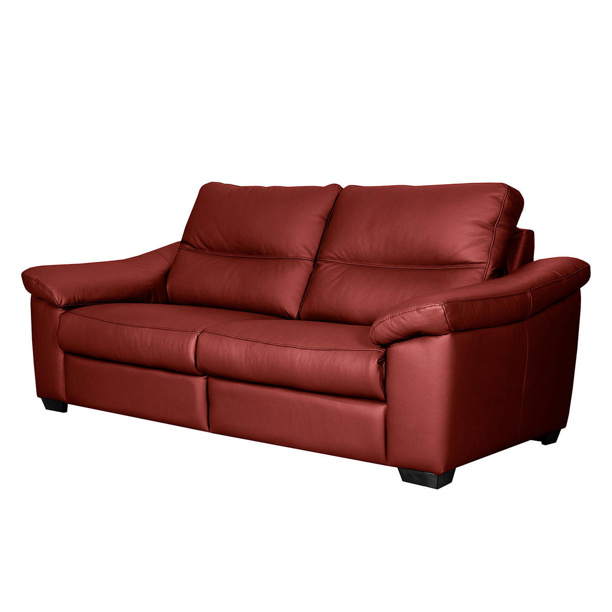 2,5-SITZER  in Echtleder Rot   - Rot/Schwarz, Design, Leder/Holz (214/97/97cm) - Livetastic