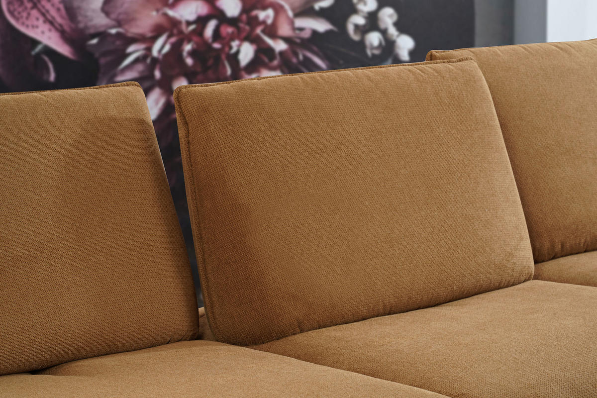 ECKSOFA in Flachgewebe Gelb, Goldfarben  - Gelb/Goldfarben, Design, Textil/Metall (176/304cm) - Moderano