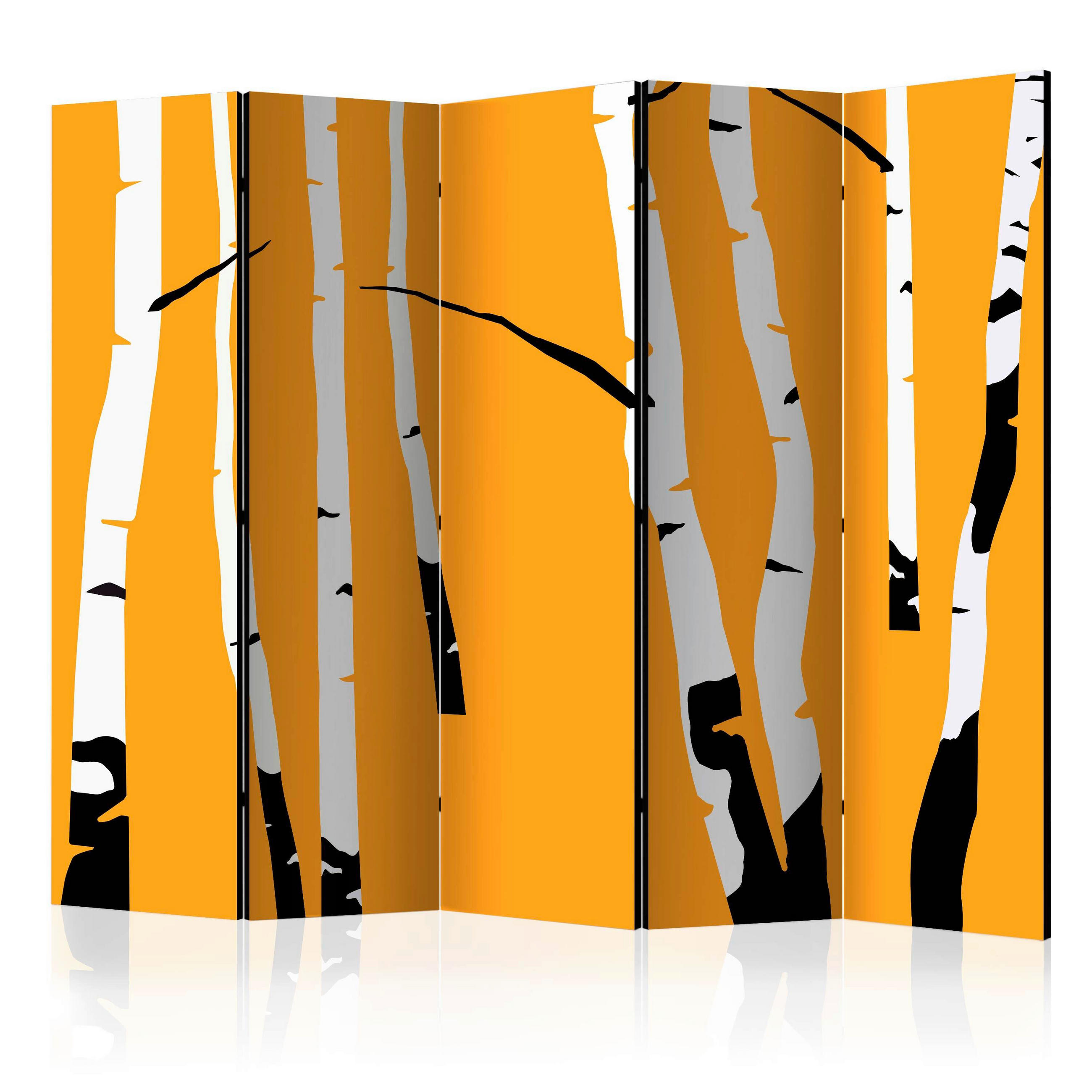SKÄRMVÄGG  i trä, textil  orange, vit  - orange/vit, Basics, trä/textil (225/172/3cm) - artgeist