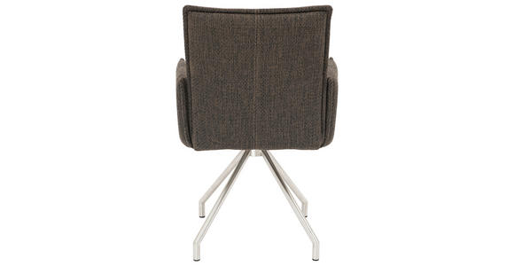 ARMLEHNSTUHL  Sitzfläche 180° drehbar, automatische Rückholfunktion Webstoff, Mikrofaser  - Edelstahlfarben/Braun, Design, Textil/Metall (60/92/60cm) - Linea Natura