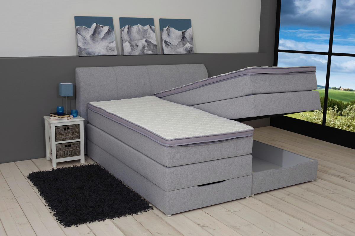 BOXSPRINGBETT 200/200 cm  in Silberfarben  - Silberfarben, Konventionell, Textil (200/200cm) - Carryhome
