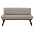 SITZBANK 180/87/64 cm Webstoff Schwarz, Eichefarben, Hellbraun Eiche massiv Metall  - Hellbraun/Eichefarben, Design, Holz/Textil (180/87/64cm) - Voleo