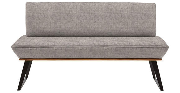 SITZBANK 180/87/64 cm Webstoff Schwarz, Eichefarben, Hellbraun Eiche massiv Metall - Hellbraun/Eichefarben, Design, Holz/Textil (180/87/64cm) - Voleo